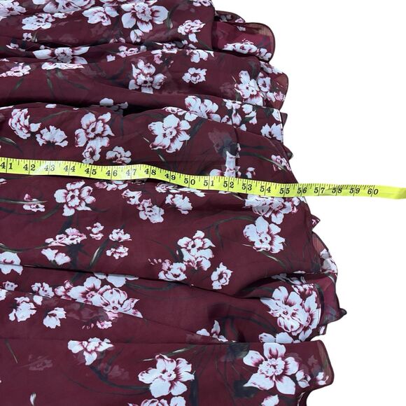 Ieena MacDuggal Womens Sz 2 Chiffon Floral V-Neck A-Line Maxi Dress Formal Prom - Picture 6 of 8